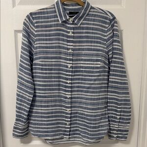 J.Crew BOY Women’s 100% Cotton Striped Blue/White Button Down Shirt - size 8